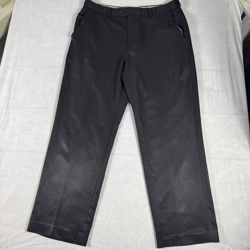 Vintage Croft & Barrow Womens Dress Pants Black Shiny 90s Style Flat Front 38x32